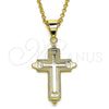 Oro Laminado Religious Pendant, Gold Filled Style Cross Design, Polished, Golden Finish, 05.213.0068