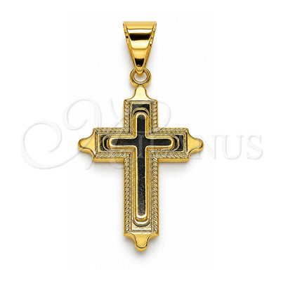 Oro Laminado Religious Pendant, Gold Filled Style Cross Design, Polished, Golden Finish, 05.213.0068