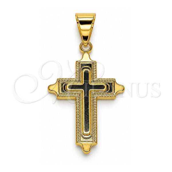 Oro Laminado Religious Pendant, Gold Filled Style Cross Design, Polished, Golden Finish, 05.213.0068