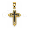 Oro Laminado Religious Pendant, Gold Filled Style Cross Design, Polished, Golden Finish, 05.213.0068
