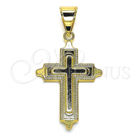 Oro Laminado Religious Pendant, Gold Filled Style Cross Design, Polished, Golden Finish, 05.213.0068