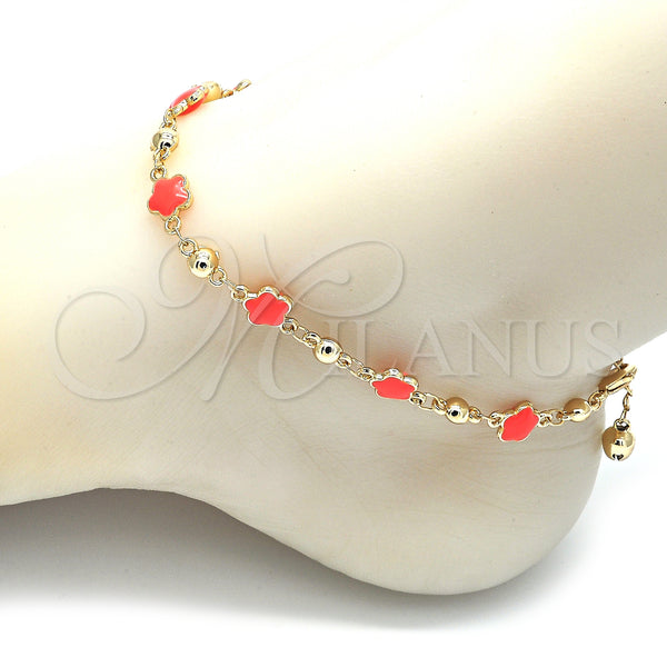 Gold Filled Anklet — Fancy Anklet Flower Design Enamel 03. 08 MM — alternate product view — SKU 128644 | Oro Laminado tobillera — elegante Anklet flor diseño Enamel 03. 08 MM — SKU 128644