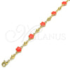 Oro Laminado Fancy Anklet, Gold Filled Style Flower Design, Enamel Finish, Golden Finish, 03.213.0015.5.10 (08 MM Thickness, 10 Inches Length)