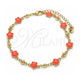 Oro Laminado Fancy Anklet, Gold Filled Style Flower Design, Enamel Finish, Golden Finish, 03.213.0015.5.10 (08 MM Thickness, 10 Inches Length)