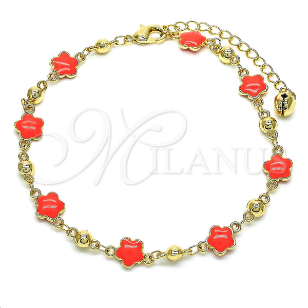 Gold Filled Anklet — Fancy Anklet Flower Design Enamel 03. 08 MM — main product view — SKU 128644 | Oro Laminado tobillera — elegante Anklet flor diseño Enamel 03. 08 MM — SKU 128644
