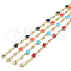 Oro Laminado Fancy Anklet, Gold Filled Style Flower Design, Red Enamel Finish, Golden Finish, 03.213.0015.6.10 (08 MM Thickness, 10 Inches Length)