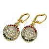 Oro Laminado Dangle Earring, Gold Filled Style San Benito Design, with Multicolor Crystal, Polished, Golden Finish, 02.351.0020.1