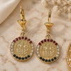 Oro Laminado Dangle Earring, Gold Filled Style San Benito Design, with Multicolor Crystal, Polished, Golden Finish, 02.351.0020.1