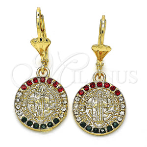 Gold Filled Ring — Dangle Earring San Benito Design with Multicolor Crystal — main product view — SKU 128652 | Oro Laminado anillo — Dangle Earring San Benito diseño with Multicolor cristal — SKU 128652