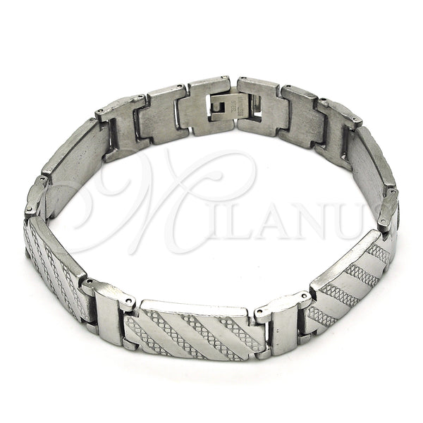 Stainless Steel Solid Bracelet, Polished, Steel Finish, 03.114.0330.08 (12 MM Thickness, 8 Inches Length)