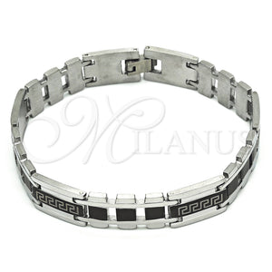 Stainless Steel Bracelet — Solid Bracelet Greek Key Design Polished Black 03. — main product view — SKU 128705 | Acero Inoxidable brazalete — Solid Bracelet Greek Key diseño pulido negro 03. — SKU 128705