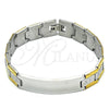 Stainless Steel Solid Bracelet, Greek Key Design, Polished, Two Tone, 03.114.0338.1.08 (13 MM Thickness, 8 Inches Length)
