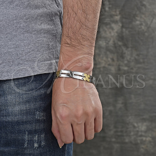 Stainless Steel Bracelet — Solid Bracelet Polished Two Tone 03. 12 MM — alternate product view — SKU 128709 | Acero Inoxidable brazalete — Solid Bracelet pulido Two Tone 03. 12 MM — SKU 128709