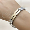 Stainless Steel Solid Bracelet, Polished, Two Tone, 03.114.0283.1.08 (12 MM Thickness, 8 Inches Length)