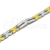 Stainless Steel Solid Bracelet, Polished, Two Tone, 03.114.0283.1.08 (12 MM Thickness, 8 Inches Length)