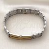 Stainless Steel Solid Bracelet, Polished, Two Tone, 03.114.0283.1.08 (12 MM Thickness, 8 Inches Length)