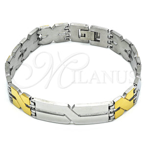 Stainless Steel Bracelet — Solid Bracelet Polished Two Tone 03. 12 MM — main product view — SKU 128709 | Acero Inoxidable brazalete — Solid Bracelet pulido Two Tone 03. 12 MM — SKU 128709