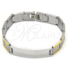 Stainless Steel Solid Bracelet, Greek Key Design, Polished, Two Tone, 03.114.0342.08