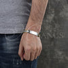 Stainless Steel Solid Bracelet, Greek Key Design, Polished, Two Tone, 03.114.0342.08 (12 MM Thickness, 8 Inches Length)
