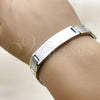 Stainless Steel Solid Bracelet, Greek Key Design, Polished, Two Tone, 03.114.0342.08 (12 MM Thickness, 8 Inches Length)
