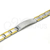 Stainless Steel Solid Bracelet, Greek Key Design, Polished, Two Tone, 03.114.0342.08 (12 MM Thickness, 8 Inches Length)