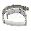 Stainless Steel Solid Bracelet, Greek Key Design, Polished, Two Tone, 03.114.0342.08 (12 MM Thickness, 8 Inches Length)
