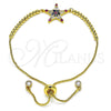 Oro Laminado Adjustable Bolo Bracelet, Gold Filled Style Star Design, with Multicolor Cubic Zirconia, Polished, Golden Finish, 03.341.0001.10 (01 MM Thickness, 10 Inches Length)