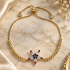 Oro Laminado Adjustable Bolo Bracelet, Gold Filled Style Star Design, with Multicolor Cubic Zirconia, Polished, Golden Finish, 03.341.0001.10 (01 MM Thickness, 10 Inches Length)
