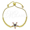 Oro Laminado Adjustable Bolo Bracelet, Gold Filled Style Star Design, with Multicolor Cubic Zirconia, Polished, Golden Finish, 03.341.0001.10 (01 MM Thickness, 10 Inches Length)