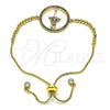 Oro Laminado Adjustable Bolo Bracelet, Gold Filled Style with Multicolor Micro Pave, Polished, Golden Finish, 03.341.0008.10 (01 MM Thickness, 10 Inches Length)