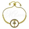 Oro Laminado Adjustable Bolo Bracelet, Gold Filled Style with Multicolor Micro Pave, Polished, Golden Finish, 03.341.0008.10 (01 MM Thickness, 10 Inches Length)
