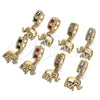 Oro Laminado Huggie Hoop, Gold Filled Style Elephant Design, with Garnet and White Crystal, Polished, Golden Finish, 02.94.0106.1