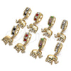 Oro Laminado Huggie Hoop, Gold Filled Style Elephant Design, with Garnet and White Crystal, Polished, Golden Finish, 02.94.0106.1