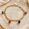 Oro Laminado Charm Bracelet, Gold Filled Style Evil Eye Design, Red Polished, Golden Finish, 03.63.2070.08 (04 MM Thickness, 8 Inches Length)