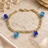 Oro Laminado Charm Bracelet, Gold Filled Style Evil Eye Design, Blue Polished, Golden Finish, 03.63.2070.1.08 (04 MM Thickness, 8 Inches Length)
