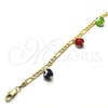 Oro Laminado Charm Bracelet, Gold Filled Style Evil Eye Design, Multicolor Polished, Golden Finish, 03.63.2070.2.08 (04 MM Thickness, 8 Inches Length)