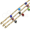 Oro Laminado Charm Bracelet, Gold Filled Style Evil Eye Design, Multicolor Polished, Golden Finish, 03.63.2070.2.08 (04 MM Thickness, 8 Inches Length)