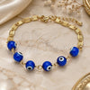 Oro Laminado Fancy Bracelet, Gold Filled Style Evil Eye Design, Blue Polished, Golden Finish, 03.63.2071.2.07 (04 MM Thickness, 7 Inches Length)
