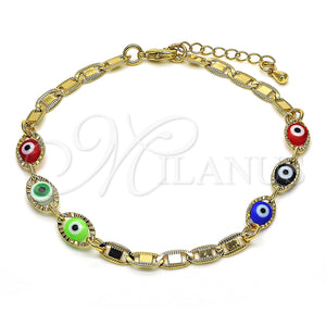 Gold Filled Bracelet — Fancy Bracelet Evil Eye Design Multicolor Polished 03.63. — main product view — SKU 128743 | Oro Laminado brazalete — elegante Bracelet Evil Eye diseño Multicolor pulido 03.63. — SKU 128743