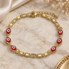 Oro Laminado Fancy Bracelet, Gold Filled Style Evil Eye Design, Red Polished, Golden Finish, 03.63.2072.1.08 (04 MM Thickness, 8 Inches Length)