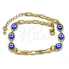 Oro Laminado Fancy Bracelet, Gold Filled Style Greek Key Design, Blue Polished, Golden Finish, 03.63.2072.2.08 (04 MM Thickness, 8 Inches Length)