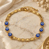 Oro Laminado Fancy Bracelet, Gold Filled Style Greek Key Design, Blue Polished, Golden Finish, 03.63.2072.2.08 (04 MM Thickness, 8 Inches Length)
