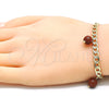 Oro Laminado Charm Bracelet, Gold Filled Style Curb Design, with Brown Goldstone Venturina, Polished, Golden Finish, 03.63.2073.08 (04 MM Thickness, 8 Inches Length)