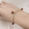 Oro Laminado Charm Bracelet, Gold Filled Style Curb Design, with Brown Goldstone Venturina, Polished, Golden Finish, 03.63.2073.08 (04 MM Thickness, 8 Inches Length)