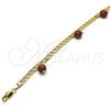 Oro Laminado Charm Bracelet, Gold Filled Style Curb Design, with Brown Goldstone Venturina, Polished, Golden Finish, 03.63.2073.08 (04 MM Thickness, 8 Inches Length)