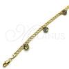Oro Laminado Charm Bracelet, Gold Filled Style with Multicolor Crystal, Polished, Golden Finish, 03.63.2074.1.08 (05 MM Thickness, 8 Inches Length)