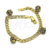 Oro Laminado Charm Bracelet, Gold Filled Style with Multicolor Crystal, Polished, Golden Finish, 03.63.2074.1.08 (05 MM Thickness, 8 Inches Length)