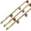 Oro Laminado Charm Bracelet, Gold Filled Style with Multicolor Crystal, Polished, Golden Finish, 03.63.2074.1.08 (05 MM Thickness, 8 Inches Length)