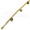Oro Laminado Fancy Bracelet, Gold Filled Style with Black and White Crystal, Polished, Golden Finish, 03.63.2074.2.08 (05 MM Thickness, 8 Inches Length)
