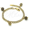 Oro Laminado Fancy Bracelet, Gold Filled Style with Black and White Crystal, Polished, Golden Finish, 03.63.2074.2.08 (05 MM Thickness, 8 Inches Length)